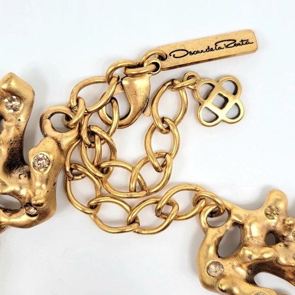 Oscar de la Renta Coral Flower + Branch Statement Jewelry Set Resin + Swarovskis - Picture 10 of 12